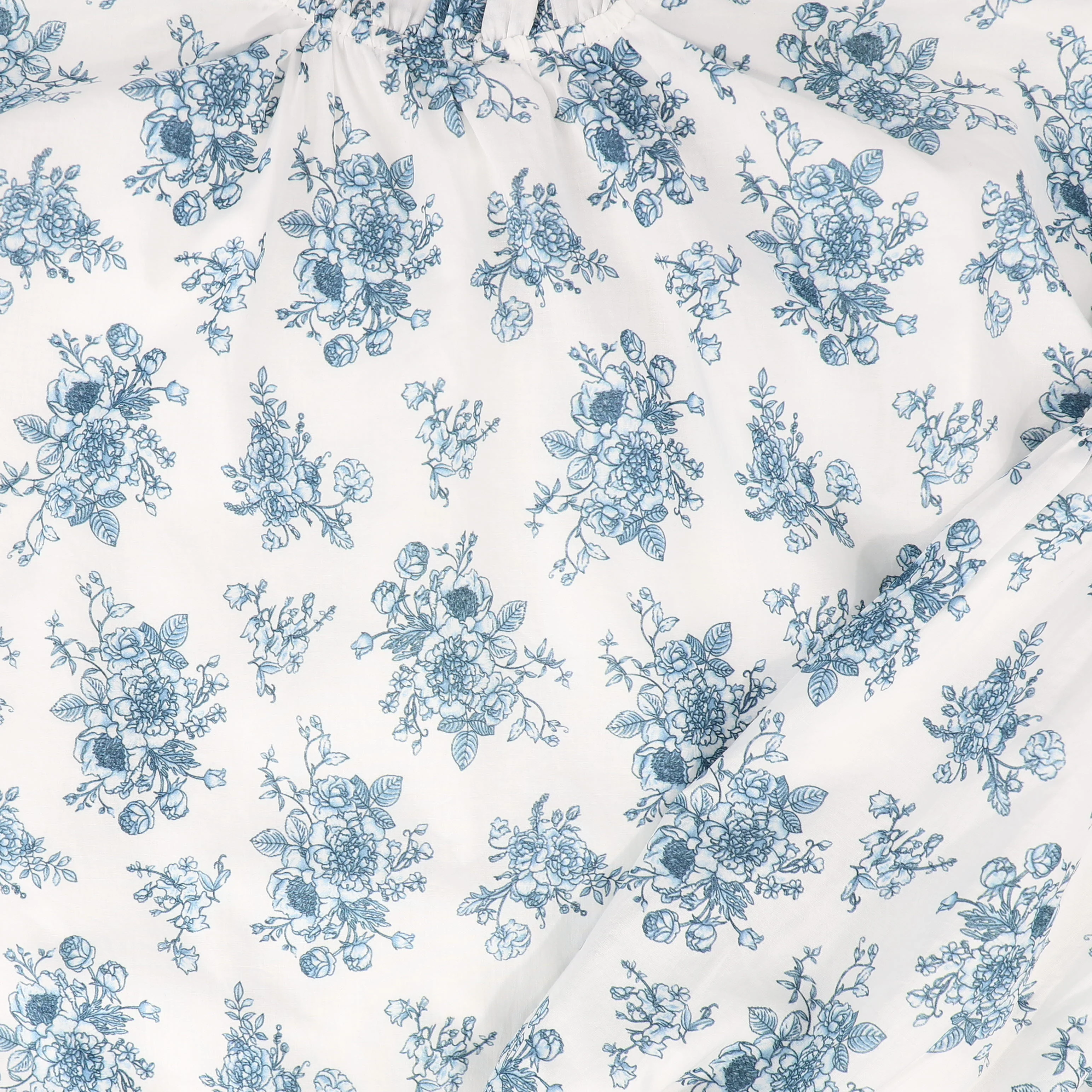 BAMBOO BLUE FLORAL BUNCHES PUFF SLEEVE TOP [FINAL SALE] - Image 3