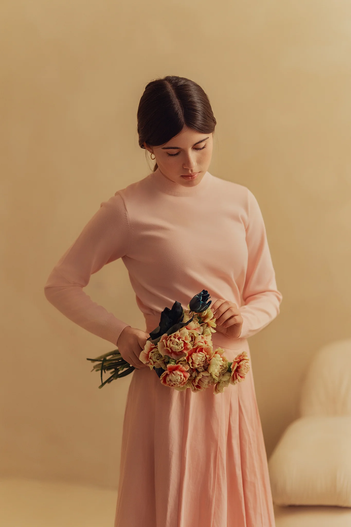 BAMBOO PINK PLEATED COLOR BLOCK WRAP SKIRT [FINAL SALE] - Image 4