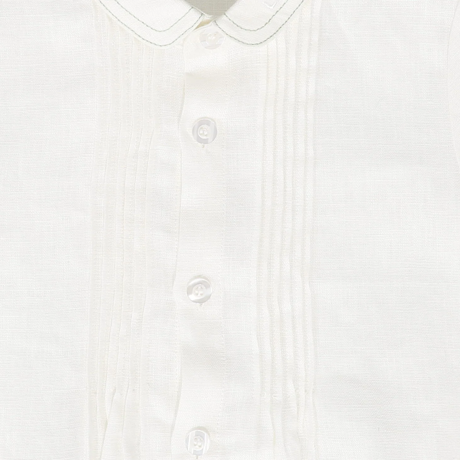 LE BOURDON IVORY/MINT PLEATED BUTTON DOWN ROMPER [FINAL SALE] - Image 4