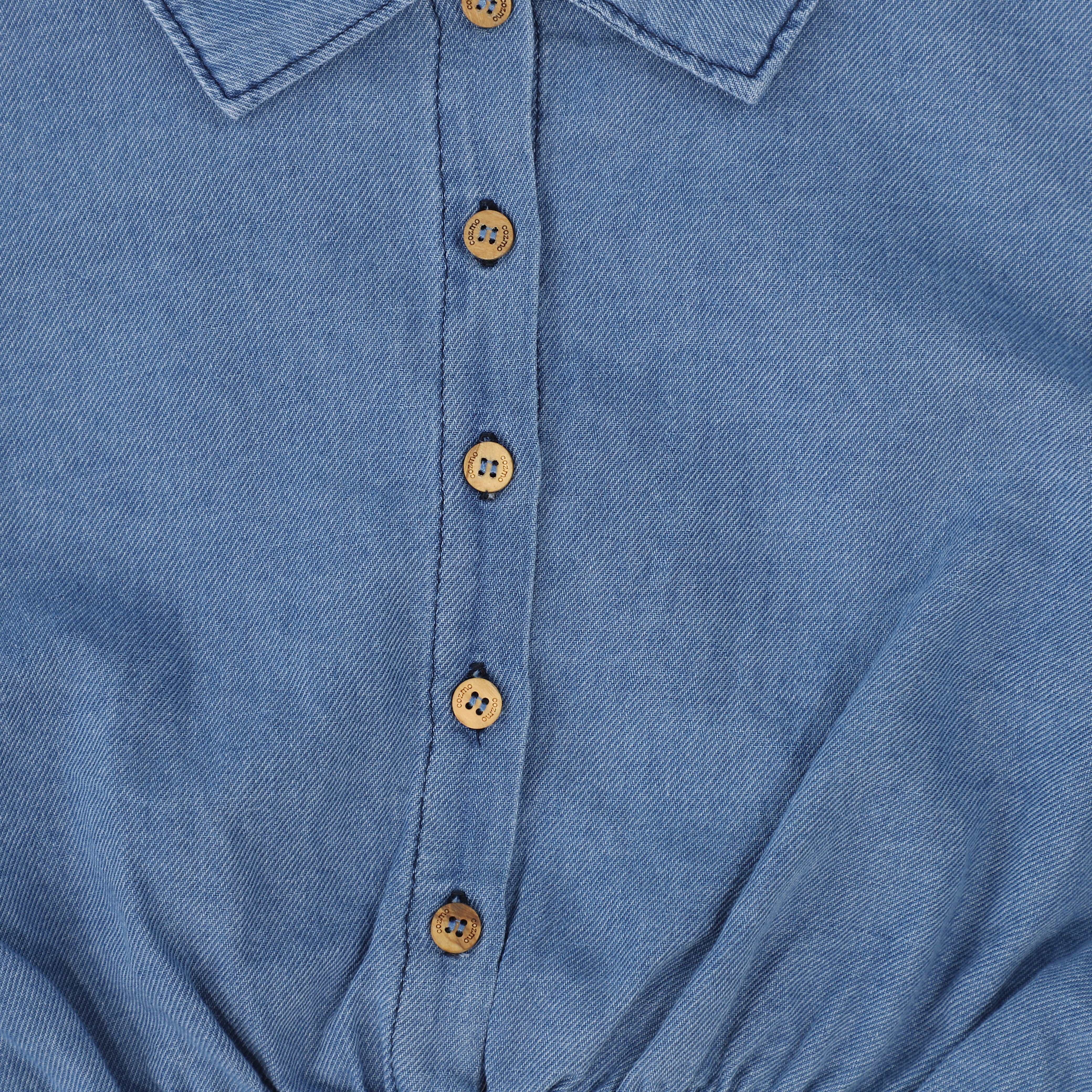 MY LITTLE COZMO BLUE TWILL DENIM COLLAR TOP [FINAL SALE] - Image 3